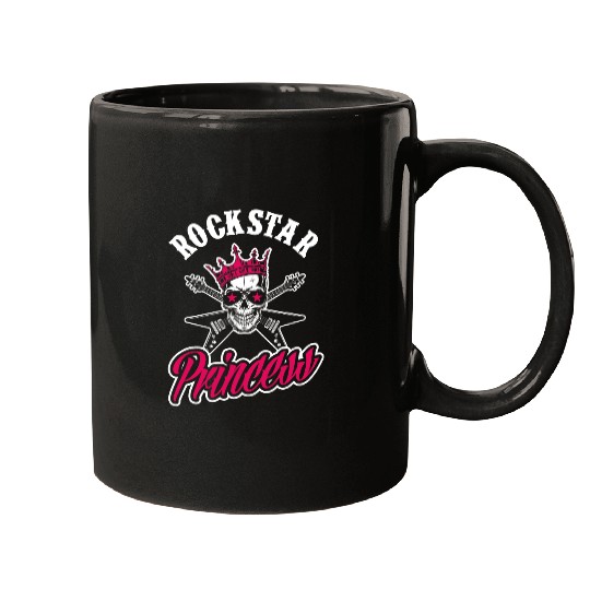Funny Guitar Rockstar Princess Rock Music Girl Rock Band Guitar Player Guitarist Mugs