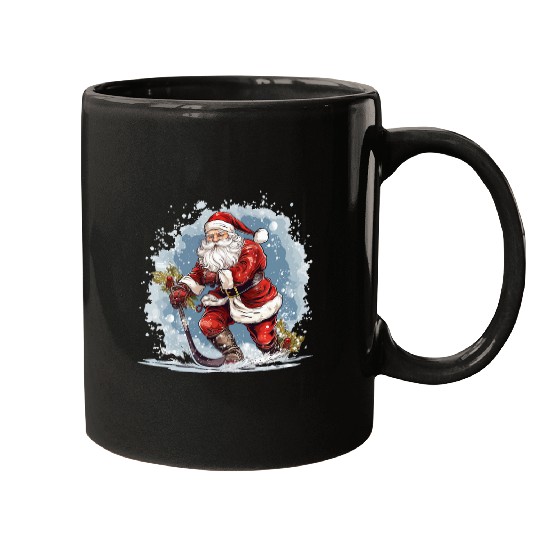 Sport Hockey Santa Claus Christmas Hockey Xmas Mugs