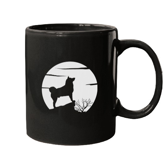 Akita Pet and Moon Halloween 2 Dog Mugs