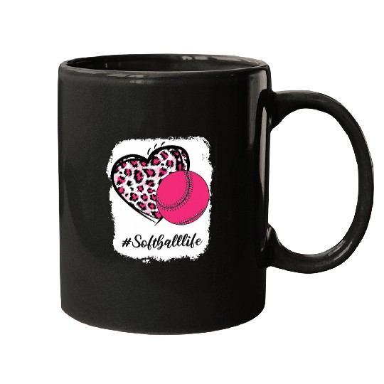 Sport Baseball Bleached Softball Life Pink Love Game Leopard Baseball Girls Mugs