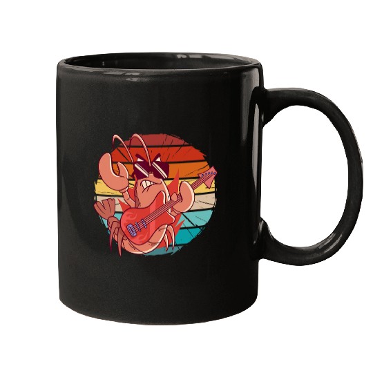 Funny Guitar Lobsters vintages funny rock lobster rocking lobster electric Guitarist Mugs