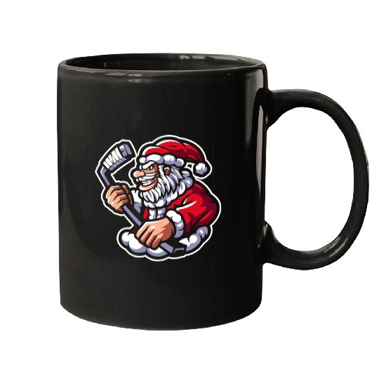 Sport Hockey Santa Playing Hockey Christmas Pajama Cool Sport XMas Mugs