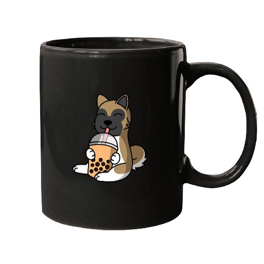 Akita Pet Boba Bubble Milk Tea Akita Dog Mugs
