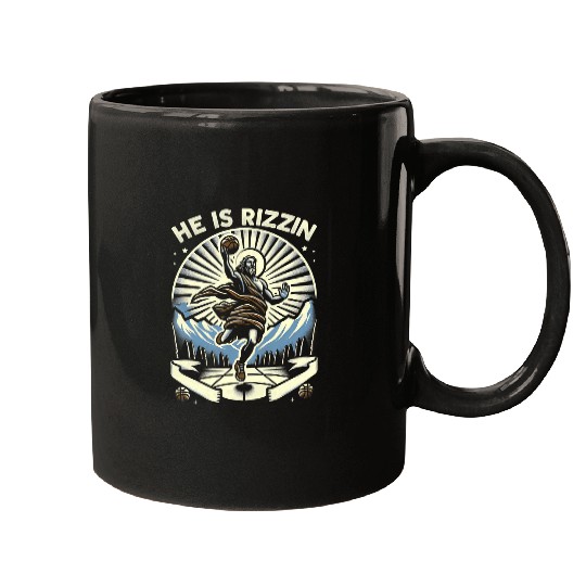 Sport Basketball He Is Risen Rizzin Easter Jesus Christian Faith Mugs