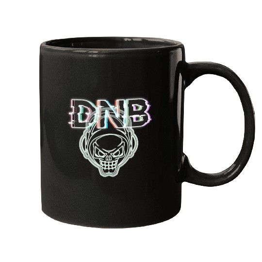 Funny Drummer and Bass Anaglyph Rave DnB Skull Music Mugs