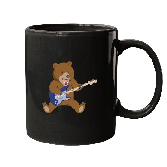 Funny Guitar Grizzly Bear Rock Band Guitarist Musician Music Lover Mugs