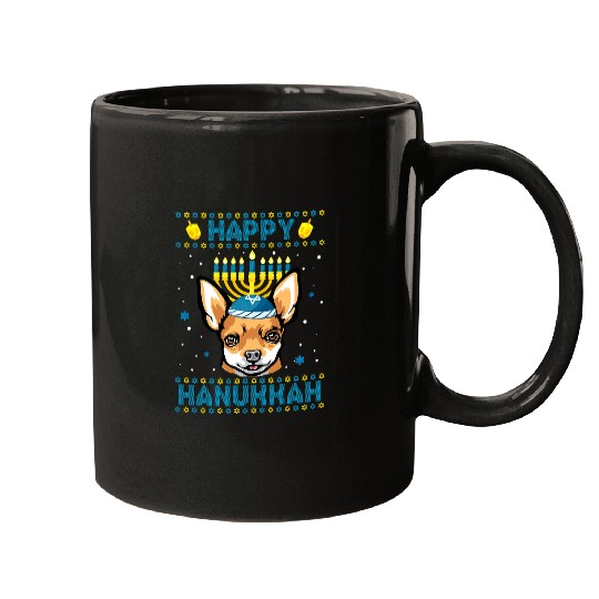 Chihuahua Pet Happy Hanukkah Chihuahua Dog Ugly Hanukkah Sweater 472 Mugs