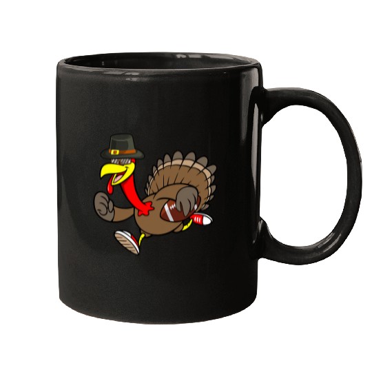 Sport American Football Lacrosse Gift Funny Thanksgiving Turkey Football Player Football Game Mugs