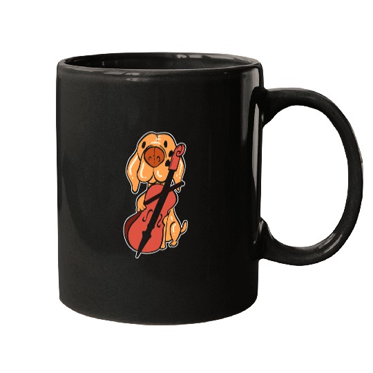 Funny Cellist Dog Playing Cello Orchestra Member Mugs