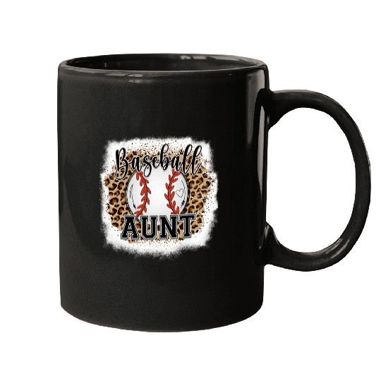 Sport Baseball Aunt Leopard Bleached Womens Baseball Mothers Day Mugs