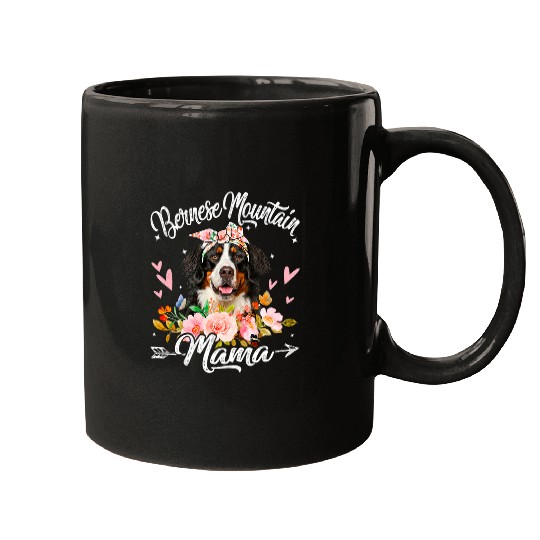 Bernese Mountain Pet Cute Bernese Mountain Mama Dog Mom Flowers Mothers Day Mugs