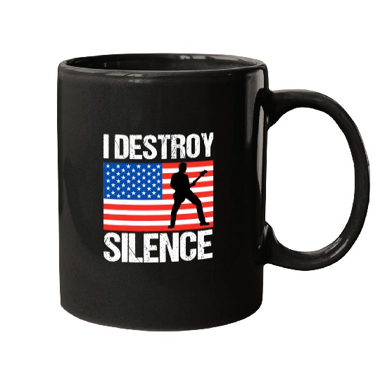 Funny Guitar I Destroy Silence Bass Guitar for the 4th Of July Guitarist Mugs