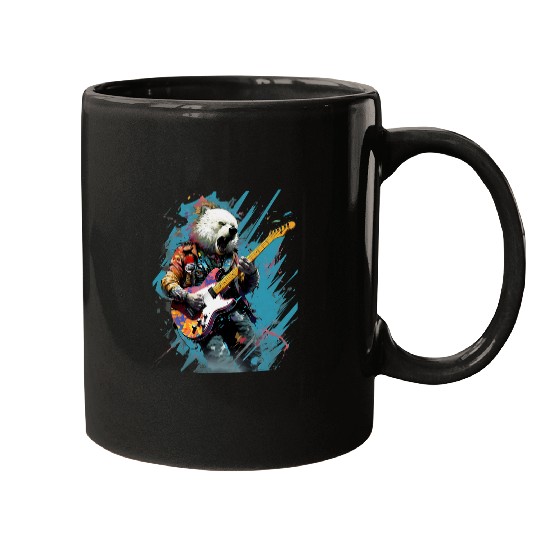 Funny Guitar Rock Guitar Polar Bear Guitarist 2 Mugs
