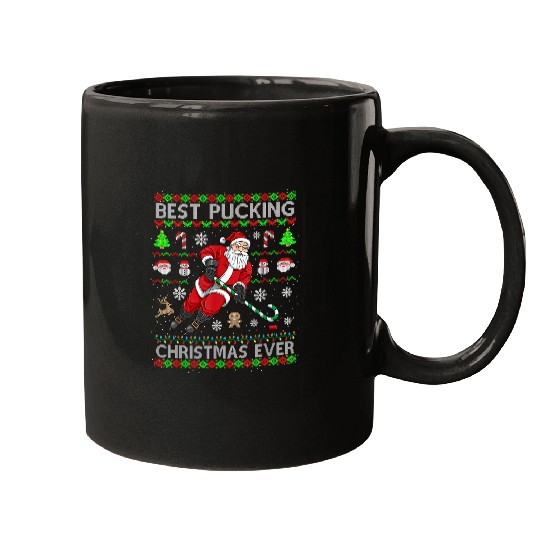Sport Hockey bests Pucking Christmas Ever Ice Hockey Santa Ugly Sweater Mugs