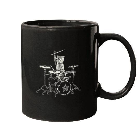 Funny Drummer Cat drummer animal drummer cat playing drums drum player Mugs
