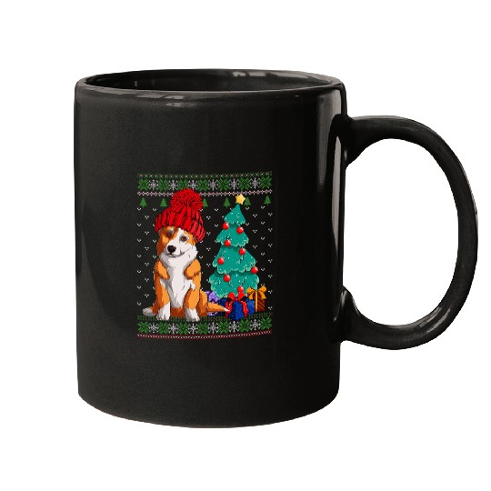 Corgi Pet Dog lovers Cute Welsh Corgi Santa Hat Ugly Christmas Sweater Mugs