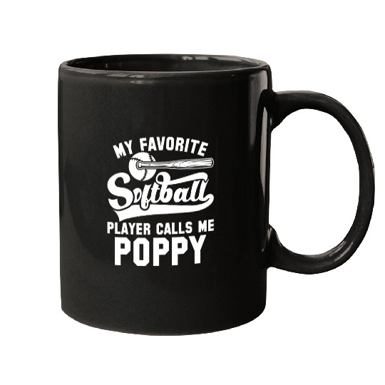 Softball Gift My Favorite Softball Player Calls Me Poppy Softball Family Mugs