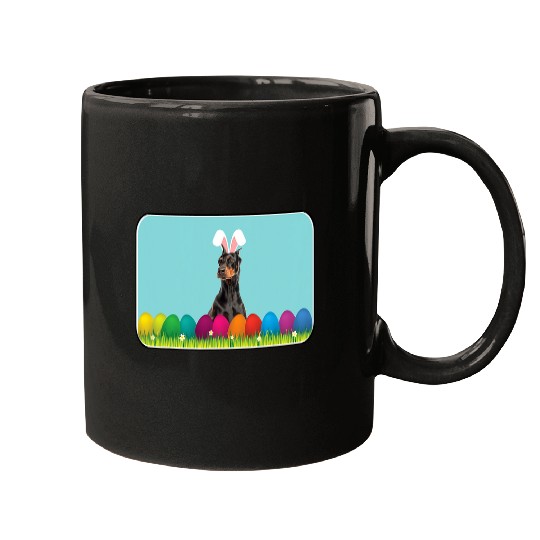 Doberman Pet Pinscher w Bunny Ears Mugs
