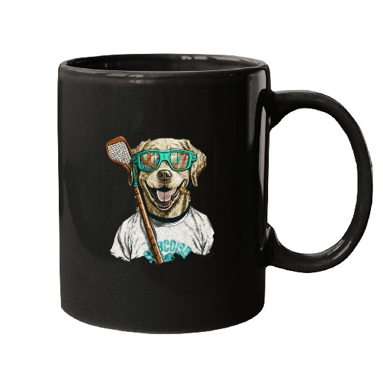 Sport Lacrosse Gift vintages Retro Dog Playing Lacrosse Lax Stick Puppy Lover 2 Mugs