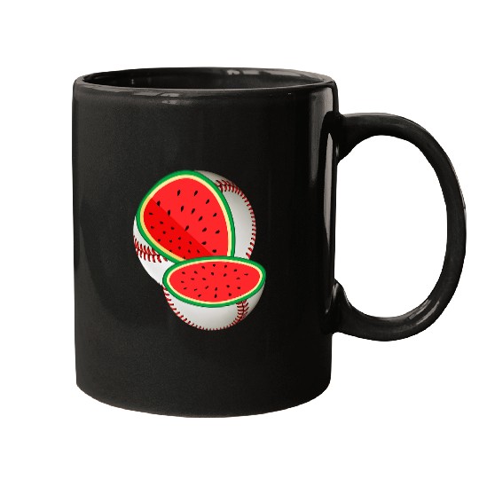 Sport Baseball Funny Watermelon Baseball Ball Tropical Melon Summer Vibes Mugs