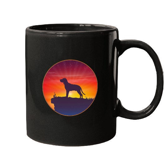 Coonhound Pet Redbone Coonhound Dog Sunset Mugs