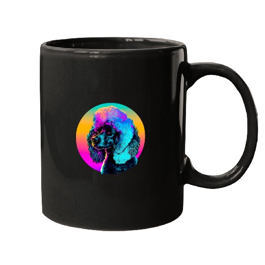 Poodle Pet Synthwave Aethetic Retrowave Mugs