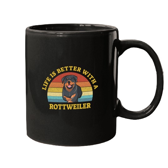 Rottweiler Pet Life is better with a Rottweiler Puppy Lover Dog Design Mugs