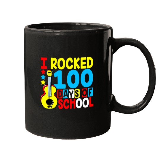 Funny Guitar Lover I Rocked 100 Days Of School Guitar Lover Music 100th Day Mugs