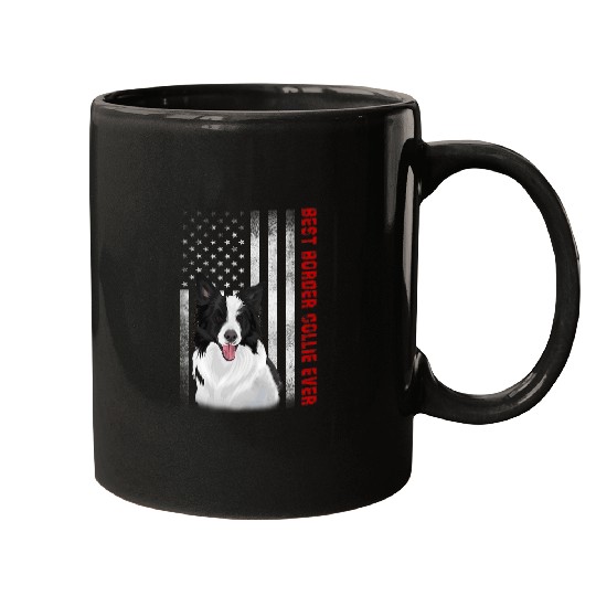 Border Collie Pet Vintage bests Border Collie Ever American Flag Mugs