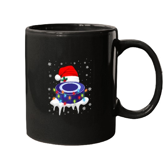 Sport Hockey Cute Christmas Hockey Santa Hat xmass Light Boys Girls Mugs