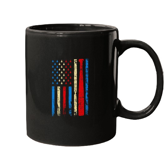 Sport Baseball American Sports Flag Athletic Baseball Bat 4th Of July Mugs