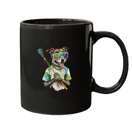 Sport Lacrosse Gift vintages Retro Dog Playing Lacrosse Lax Stick Puppy Lover Mugs