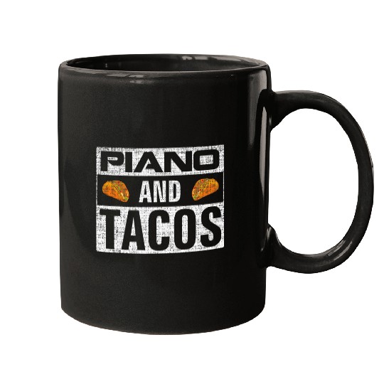 Funny Piano Vintage Piano and Tacos Funny Orchestra Player Gift Mugs