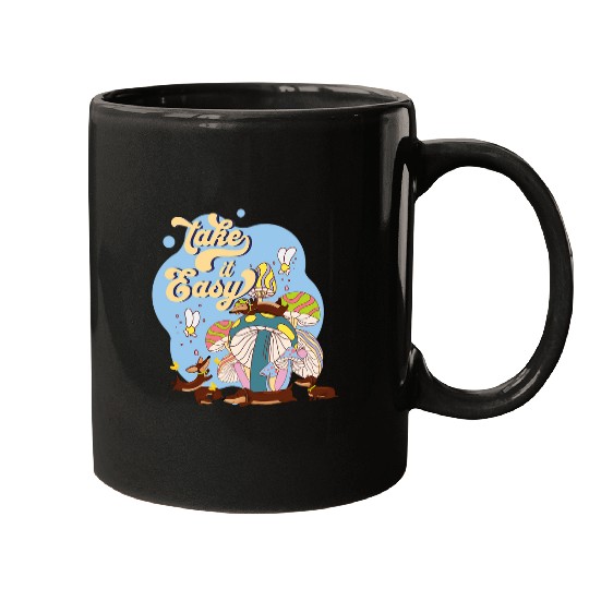 Dachshund Pet Take It Easy Retro Dachshund on Mushroom Groovy Wiener Dogs Mugs