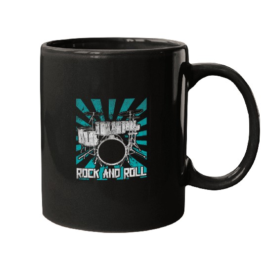 Funny Drummer Rock and Roll Drum Set Music Mugs