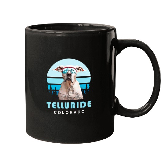 Dogo Argentino Pet Winter Ski Telluride Colorado Mugs