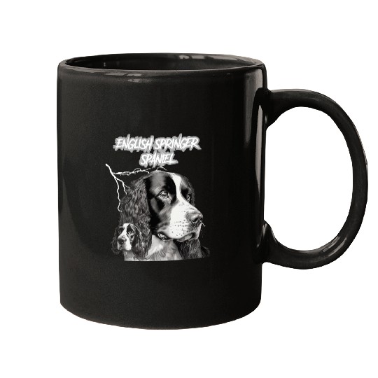 English Springer Spaniel Pet Goth Puppy Punk Rock 80s Mugs