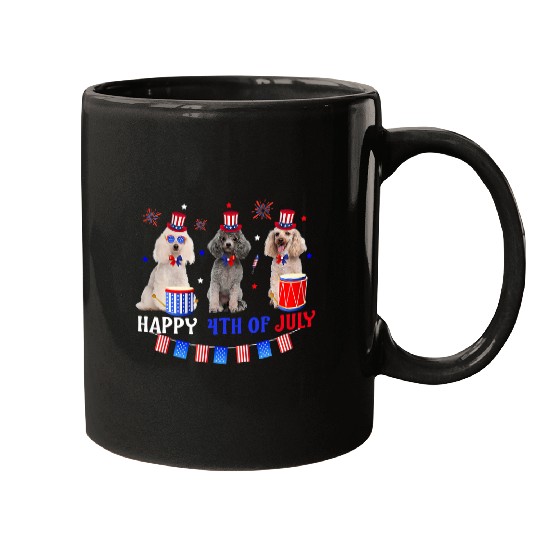 Poodle Pet Three Poodle Happy 4th Of July American Flag Men Women 319 Mugs