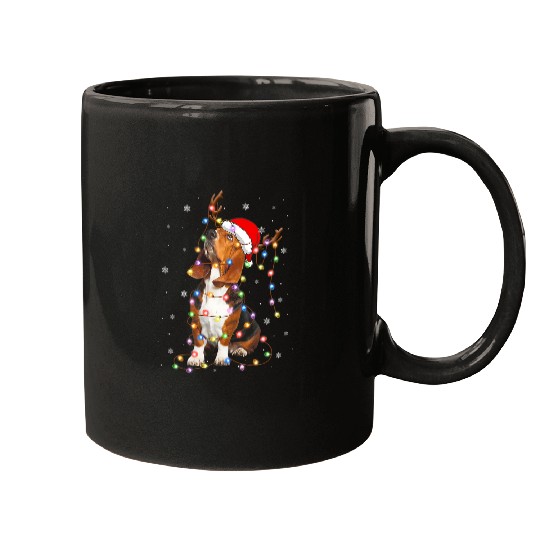 Basset Hound Pet Christmas Lights xmass Matching Family Dog Lover Mugs