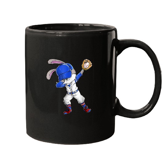 Sport Baseball Rabbits Dabbings Bunny Rabbit Baseball Catcher Happy Easter Day Mugs