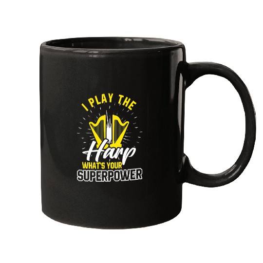 Play Harp Harpist Orchestra Music School Musical Instrument Mugs