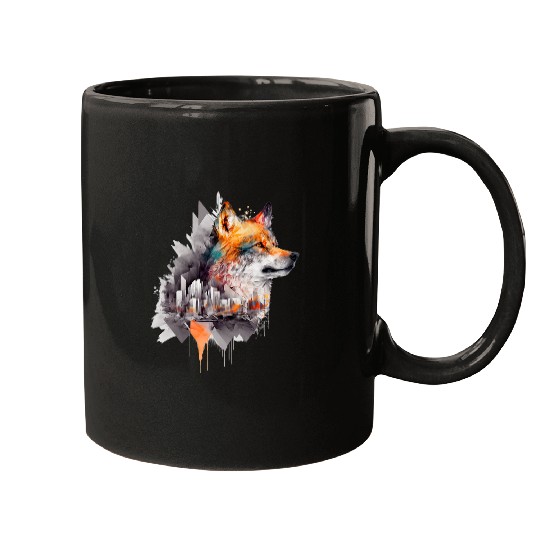 Coyote Mammal Artwork Architecture Animal Print Art Mugs