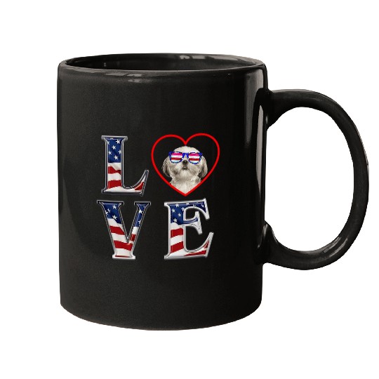 Shih Tzu Pet Memorial Day 4th of July Veteran Dog Mom Dad LOVE Mugs