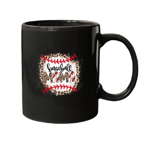 Sport Baseball Bleached Softball Baseball Mama Leopard Tee Mothers Day Mugs