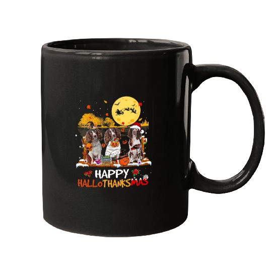 English Springer Spaniel Pet Happy Hallothanksmas Halloween Mugs