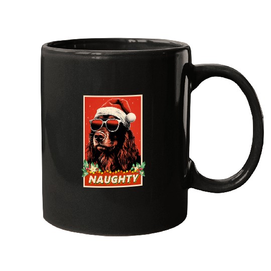 Gordon Setter Pet Christmas Naughty Vintage Mugs