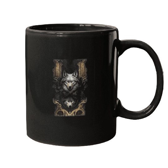 Coyote Mammal Baroque wolfs Black Paper Tarot Card Mage Combat Scene Mugs