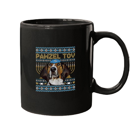 Coonhound Pet Pawzel Tov Treeing Walker Coonhound Dog Funny Hanukkah Mugs