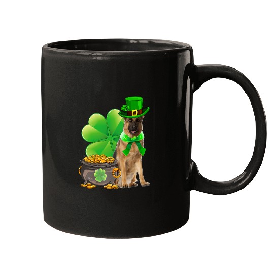 German Shepherd Pet Shamrock Irish Saint St Patrick Day Mugs