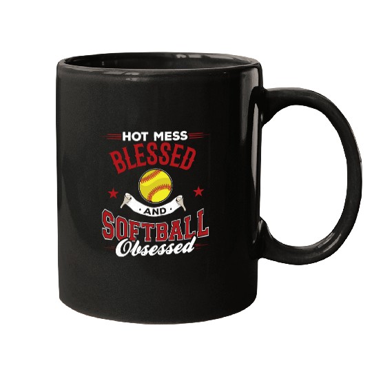 Softball Gift Hot Mess Blessed AndObsessed 89 Mugs